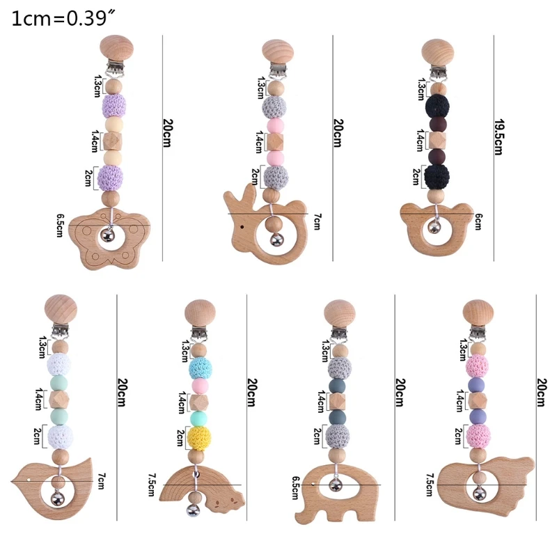 

Baby Teether Teething Pendant Pram Clip Hanging Toy Stroller Chain Rattle Mobile Holder Wooden Nursing Molar Soother Infants Sho