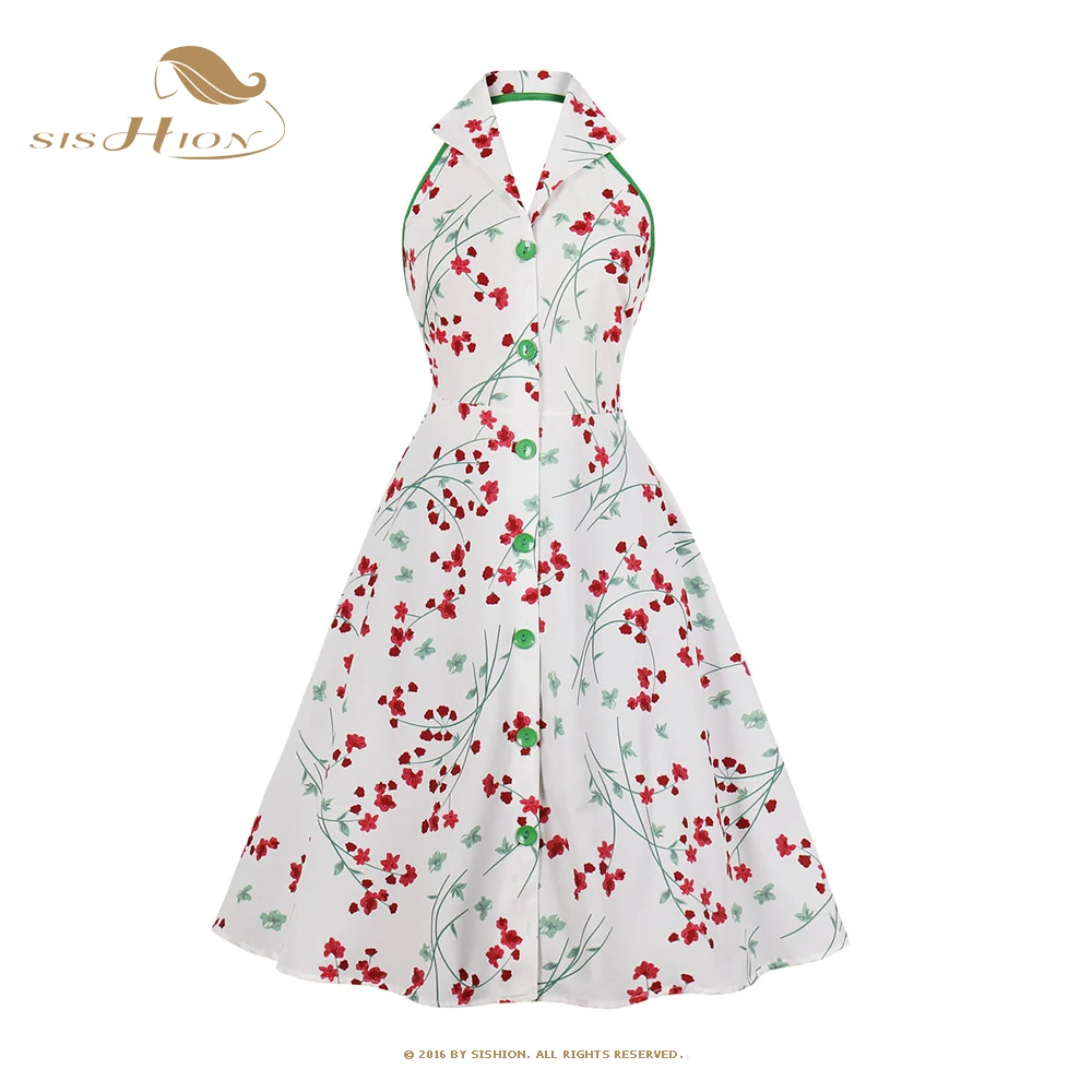 

2021 Новый Повседневный женский летний платье в цветочек халат Femme VD2069 сексуальный Холтер с открытой спиной белое вечернее винтажное платье