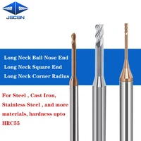 hrc55 carbide long neck ball end mills 2flutes hartmetal ribbon end mills long neck milling cutter finishing cutter