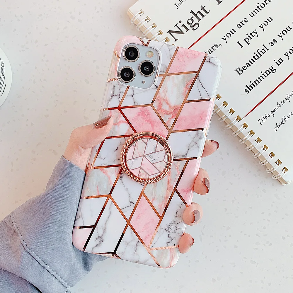 Покрытие мраморный цветок кольцо подставка держатель чехол для iPhone 11 XR XS MAX X 7 8 Plus