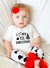 Детский комбинезон для новорожденных с принтом Моя первая Рождественская елка, забавный комбинезон для младенцев, милый мягкий комбинезон с коротким рукавом для малышей