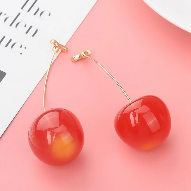 New Fashion Red Cherry Fruit simple Earrings For Women Tassel Dangle Sweet Long Pendant Girl Gift Korea Jewelry | Украшения и
