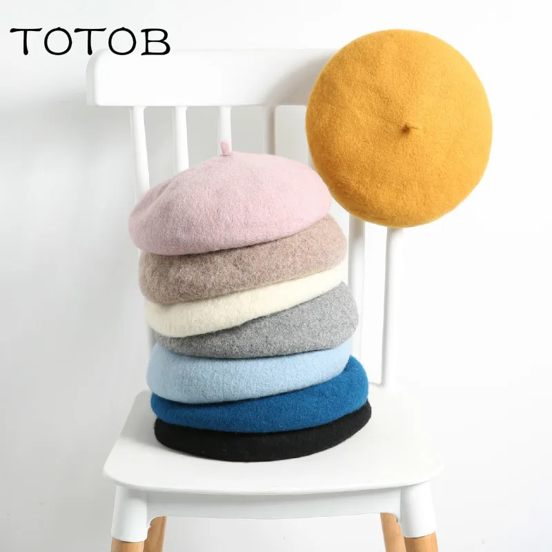 Осень и зима 14 цветов дикая шерсть Берет Корейская версия женского прилива