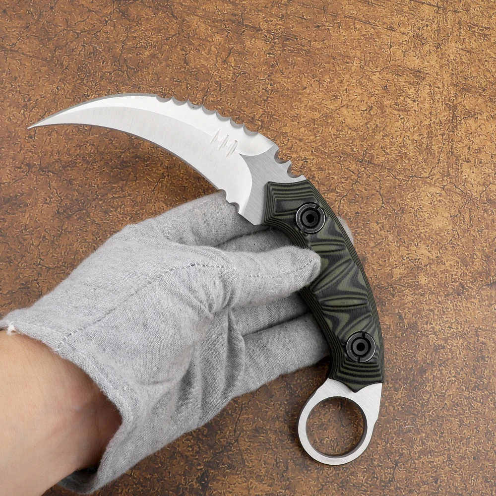 Карамбит для выживания на природе тактический острый нож с когтями D2