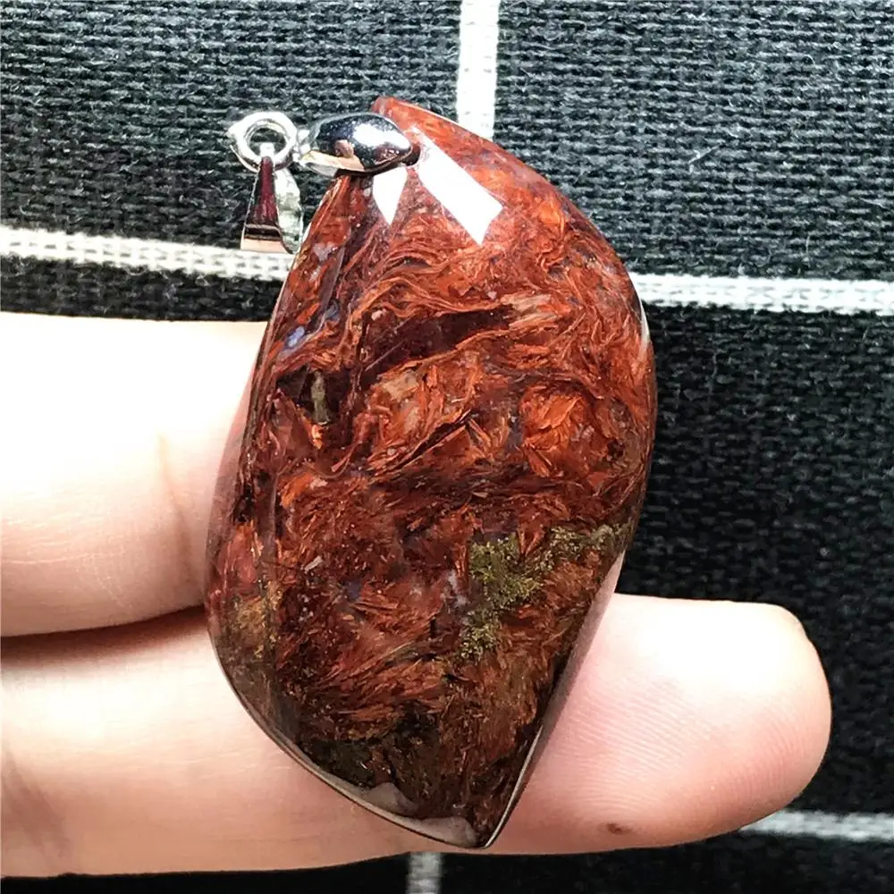 

Top Natural Yellow Red Pietersite Pendant Jewelry For Woman Man Crystal 40x22x9mm Water Drop Beads Silver Namibia Stone AAAAA