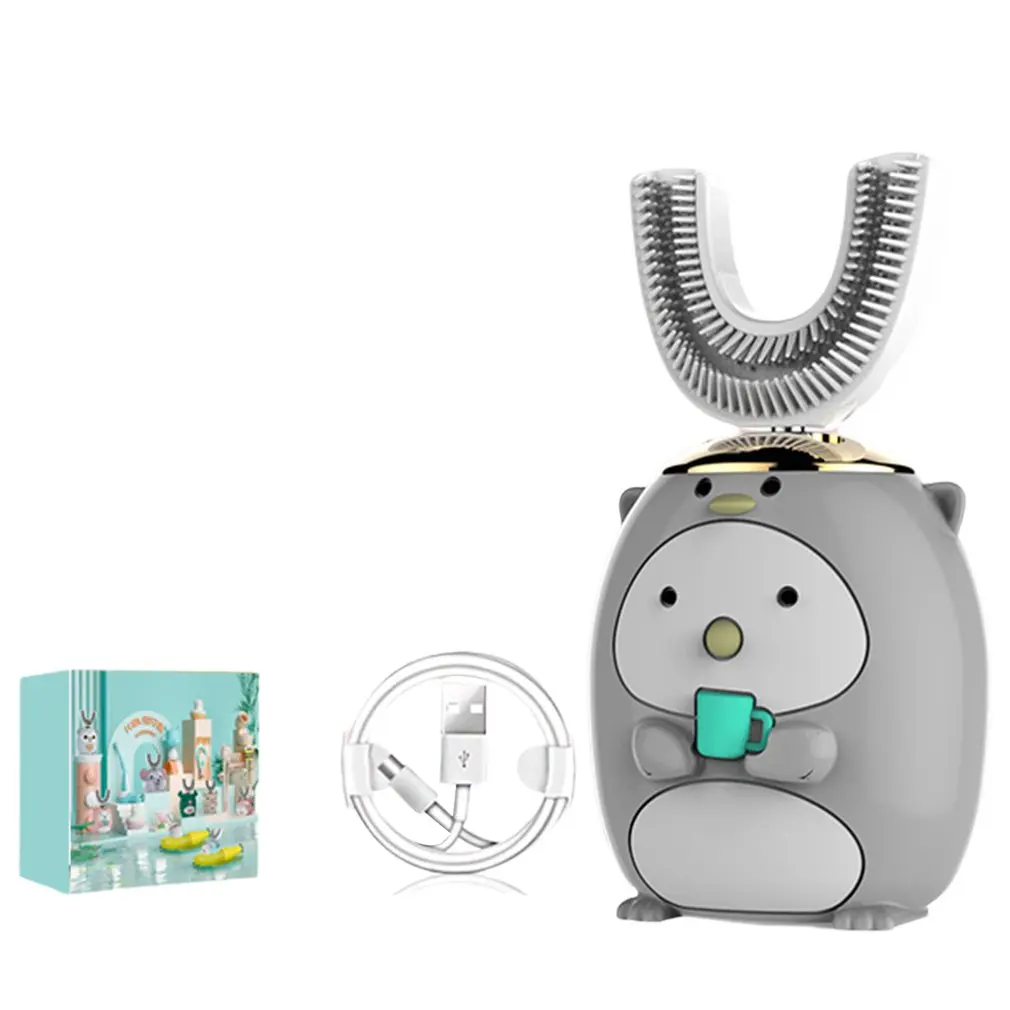 

Умная Автоматическая звуковая U-образная Электронная зубная щетка 360 градусов, USB перезаряжаемая детская зубная щетка XaoMi с мультяшным рисун...