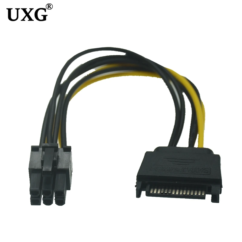 

15pin SATA Power To 6pin PCIe PCI-e PCI Express адаптер кабель для видеокарты 15-pin SATA Power Female, 6-pin PCIe Power Male