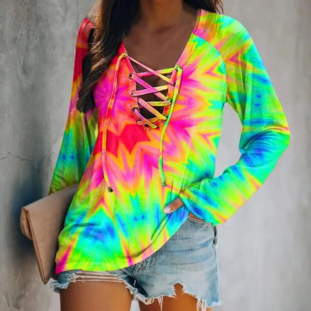 

Shirt Women 2021 Tee Shirt Front Bandage Strap Loose Tee Shirt Pullover Top Fashion T-shirt Blouse