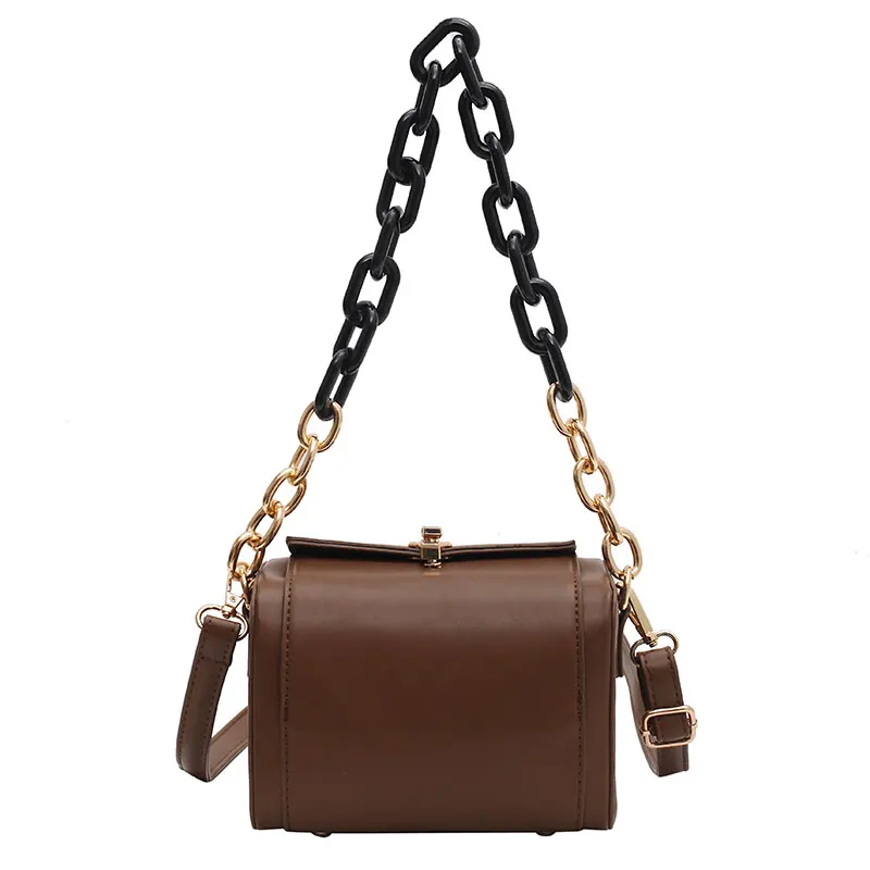 

Autumn And Winter Small Bag Women's 2020 New Fashion Niche Design Single Shoulder Bag Chain Solid Color Box Party Pack C622