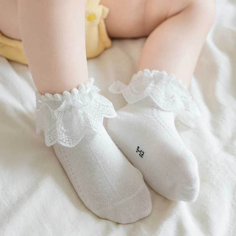 Plus Size Socks Korean Children Cotton Newborn Babies Thin Girls Princess Mesh Socks Spring Dance Lace Cute Color Student Socks
