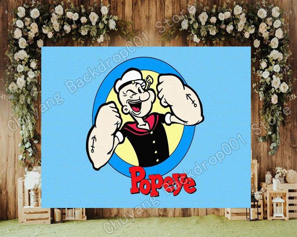 

Мультфильмы Popeye фотография Фон пользовательский ребенок душ Дети День рождения фотофоны синий винил фото реквизит