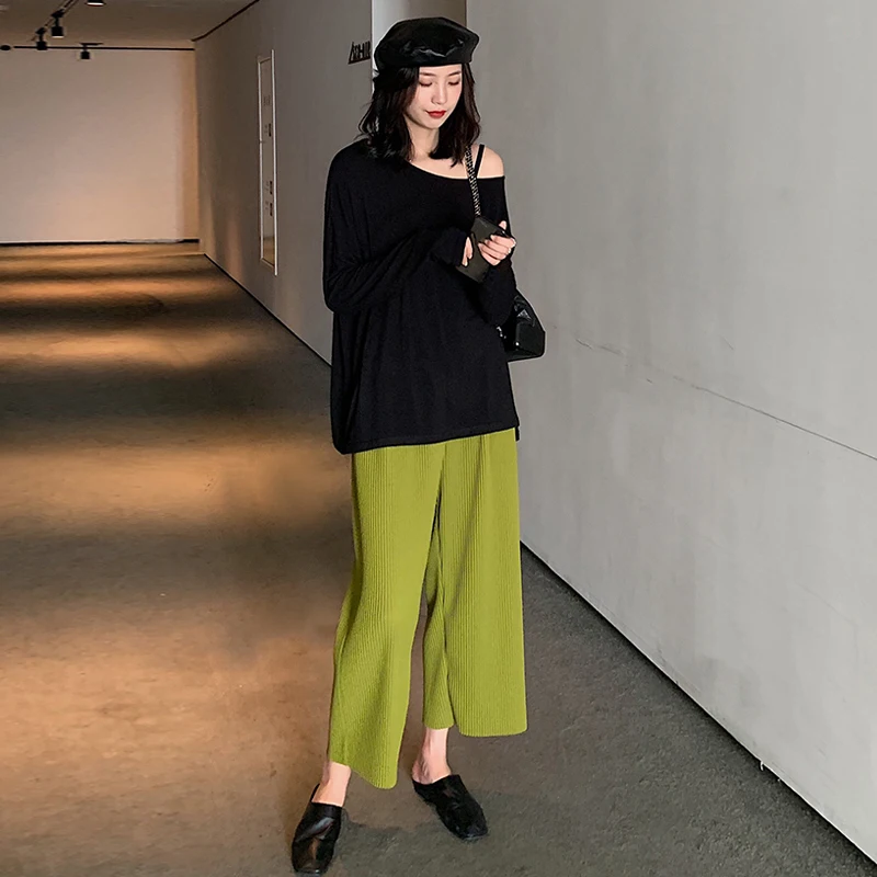 Pantalones de maternidad holgados de pierna ancha para mujeres embarazadas, ropa fina de vientre con cintura el&aacute;stica, para primavera y verano, 2021-2