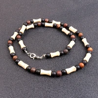 6mm bead with white bone spacer stone beads surfer necklace for men tribal jewelry
