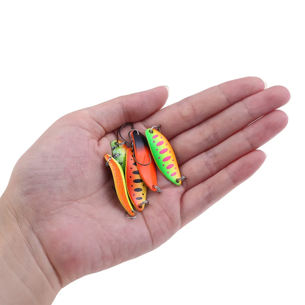 

5pcs Mix Colors 3.4cm 3.5g Fishing Spoon Lure Swim Bait Artificial Trout Lure Pesca Fishing Tackle Leurre Truite Spoons #W5