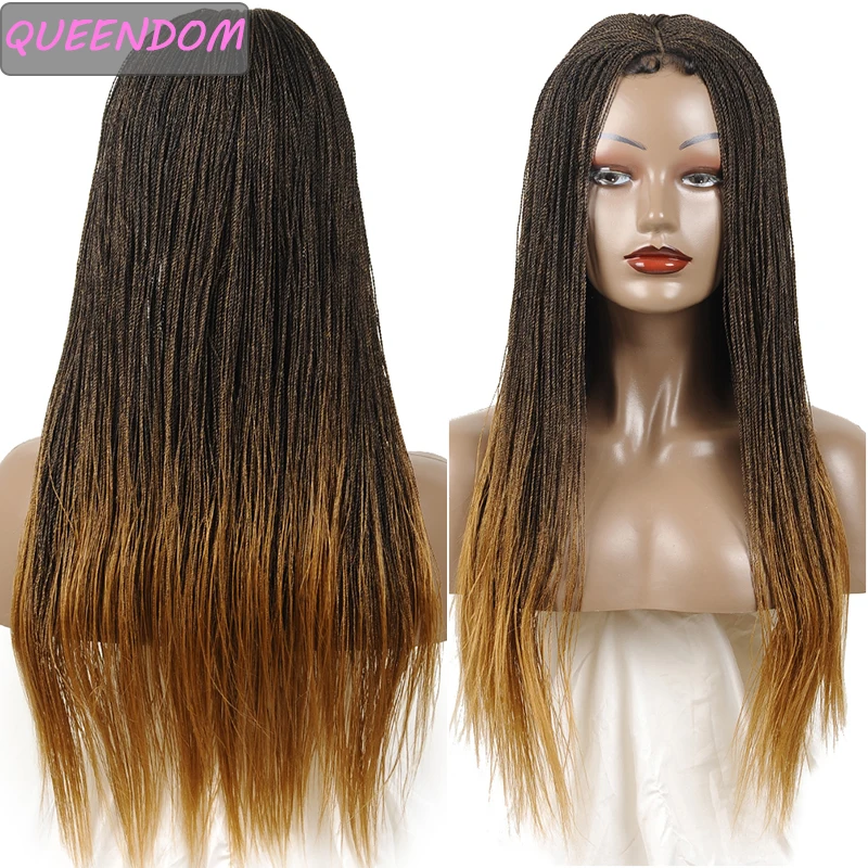 

Ombre Braided Senegalese Twist Lace Front Wigs Blonde Long Synthetic Wig 30 " Twisted Braids Lace Wig with Baby Hair for Women