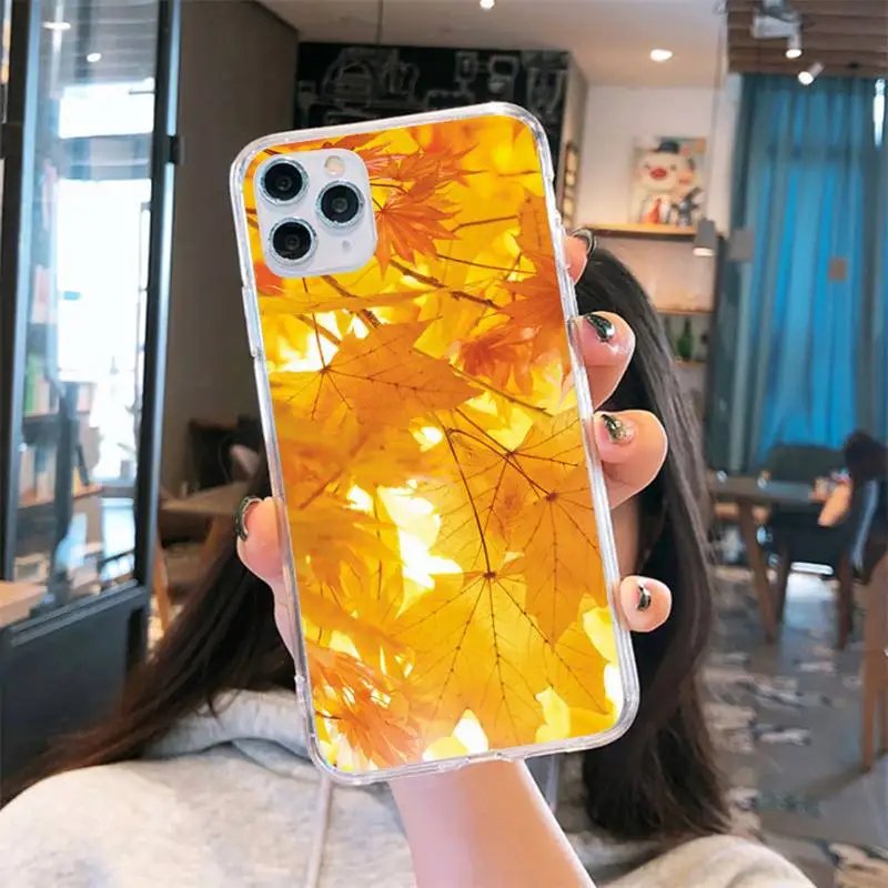 

Autumn falling leaves maples Phone Case Transparent for iPhone 6 7 8 11 12 s mini pro X XS XR MAX Plus