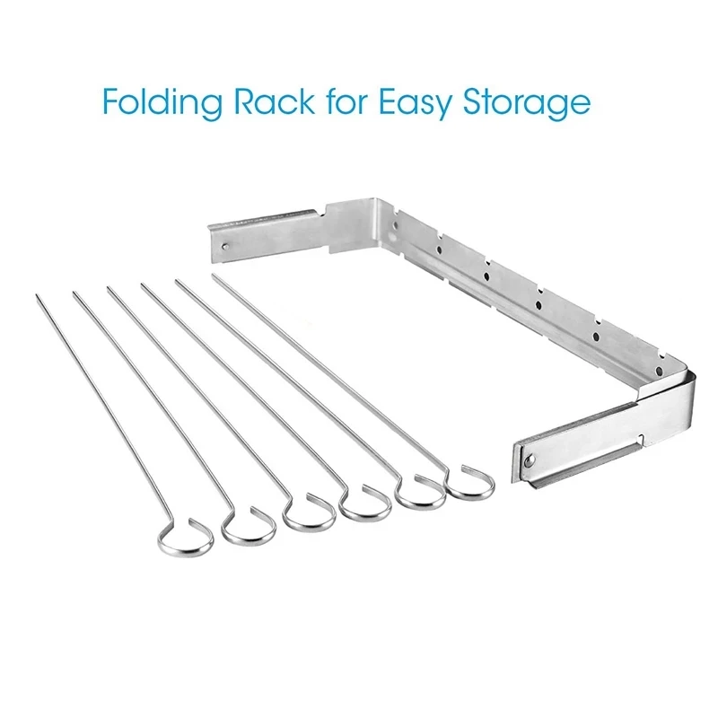 YOMEEI Stainless Steel BBQ Grill Skewers Mini Foldable 1 Barbecue 6 Accessories For Home Party Use | Дом и сад