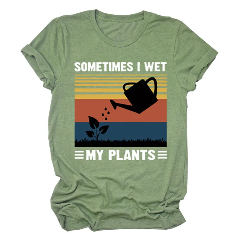 Женская забавная футболка с коротким рукавом и надписью I Wet My Plants Мягкая