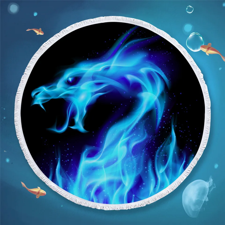 Большое круглое пляжное полотенце BeddingOutlet для взрослых банное из микрофибры с 3D