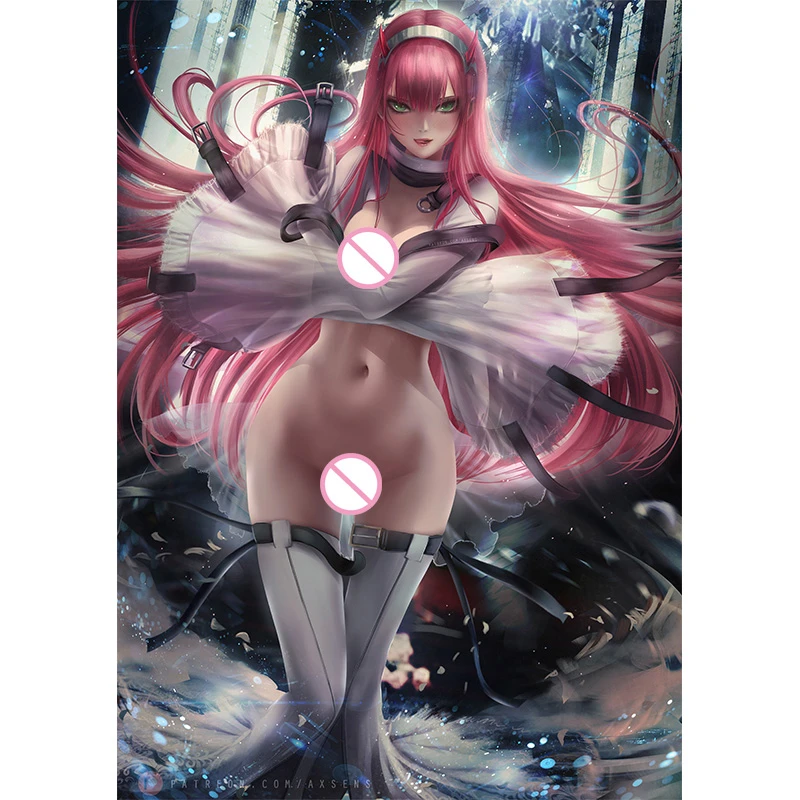 

Pink Devil Girl Warrior Zero Two Canvas Painting Print Anime Video Game Comics Art Poster Wall Decoration Picture for Bedroom