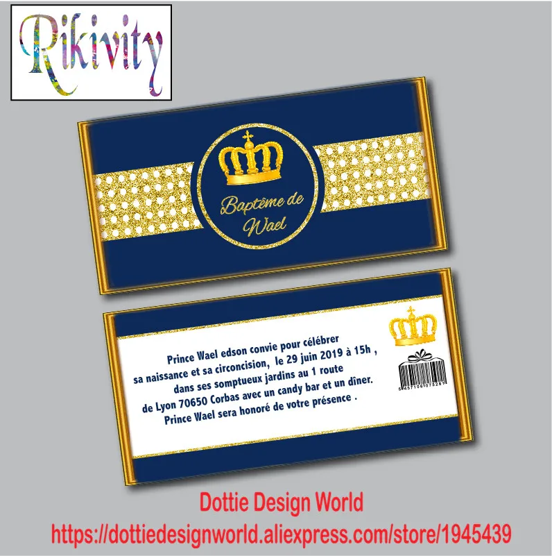 Пользовательские принца крещения Hershey шоколадные конфеты бар обертка бутылки