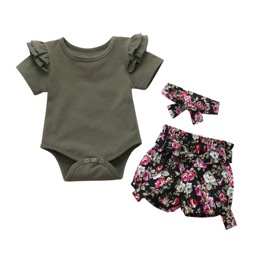 

Summer Toddler Girl Outfits Set Dot Bowknot Romper Short Skirt 3pcs Suit Princess Newborn Baby Girl Clothes Children Costumes