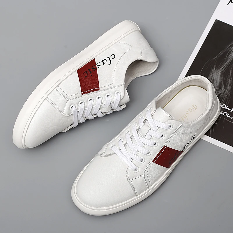 

Fashion Male Lace Up Flats White 38-44 Sneakers for Men Casual Shoes Genuine Leather Shoes Mens Designer Solid Classic %