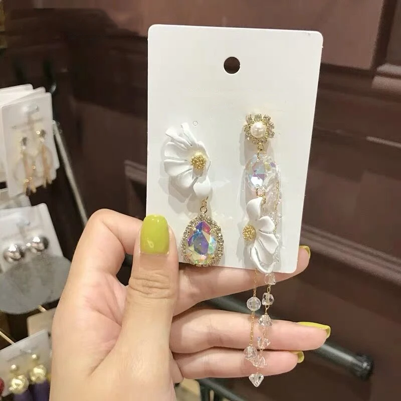 Женские асимметричные серьги подвески MENGJIQIAO длинные висячие в Корейском стиле с