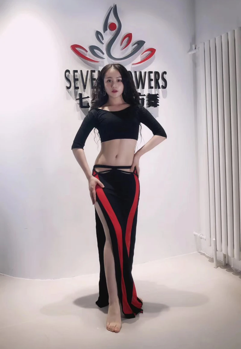 Костюм для танца живота девочек и взрослых тренировок Элегантная длинная юбка на