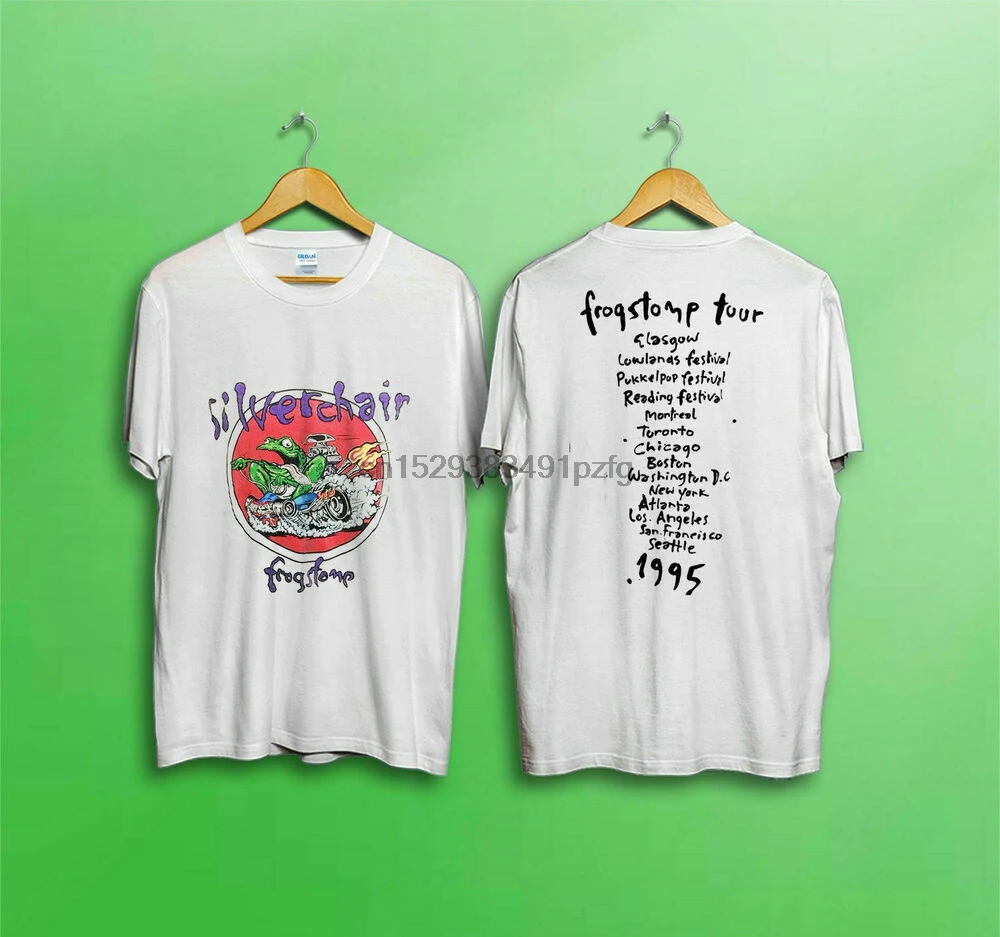 Редкий! Винтажный 95 Серебряный стул Frogstomp Тур концерт футболка Reprint1 |