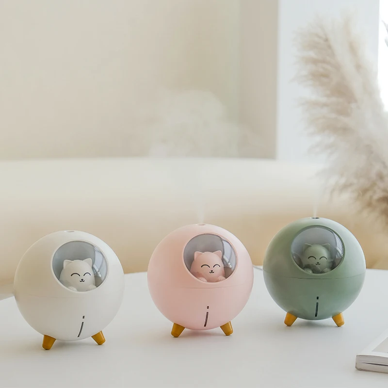 

220 мл USB Ультразвуковой увлажнитель планета Кот воздушный увлажнитель воздуха Арома-диффузор с атмосфера ночной Светильник прохладный тума...