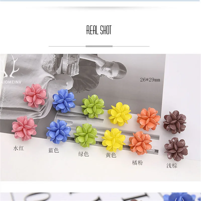 2 шт. корейские Винтажные серьги из смолы для женщин с объемным цветком и бусинами