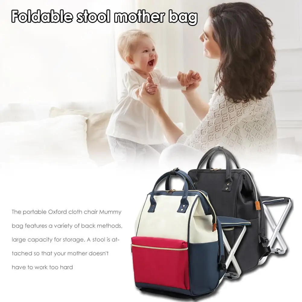

New Foldable Stool Mother Bag Large Capacity Wear-resistant Waterproof Multi-function Bag Mother And Baby Care Storage Bag