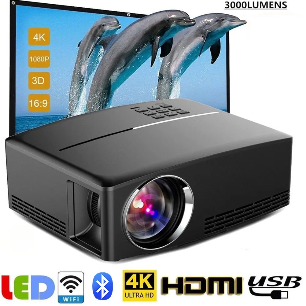 Беспроводной проектор 4K HD 1080P Wi-Fi светодиодный на Android 6 0 Bluetooth HDMI для домашнего