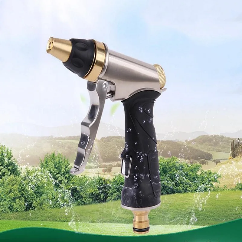 

2021newGarden Hose Nozzle Brass Watering Gun Flush Home High Pressure Cleaning Tool, Water Sprinkler, chrome Car Water Gun Head