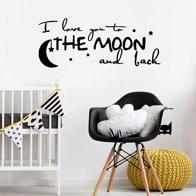 Романтическая виниловая наклейка на стену цитата i love you to the moon and back детская