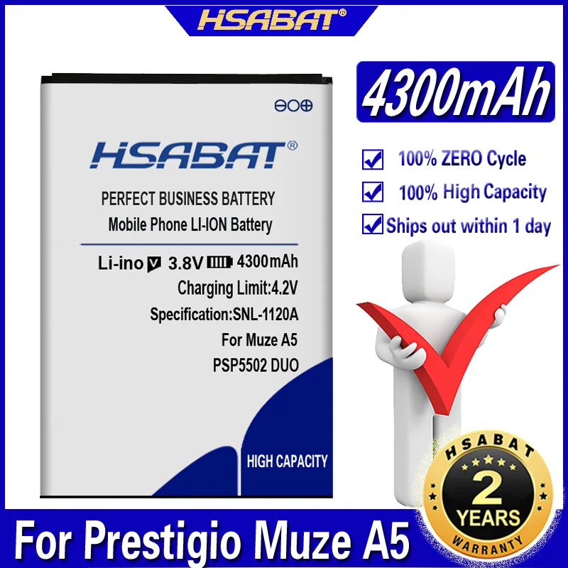 Аккумулятор HSABAT 4300mAh для Prestigio Muze A5 PSP 5502 DUO MultiPhone 3507 Wize N3|Аккумуляторы мобильных