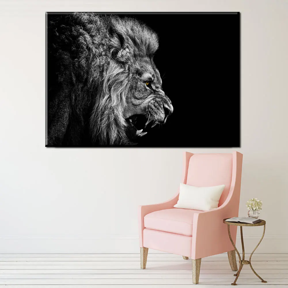 Настенный художественный холст постер животного Лев рисунок на холсте домашний