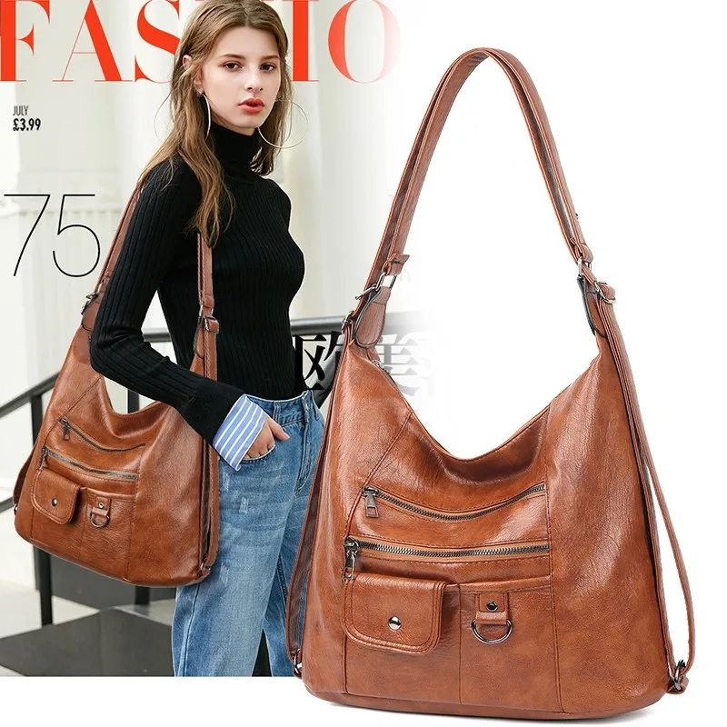 

Genuine Korean Style Ladies Student Shoulder Bag New Trendy High-Capacity First Layer Cowhide Messenger Backpack Luxury Wallet