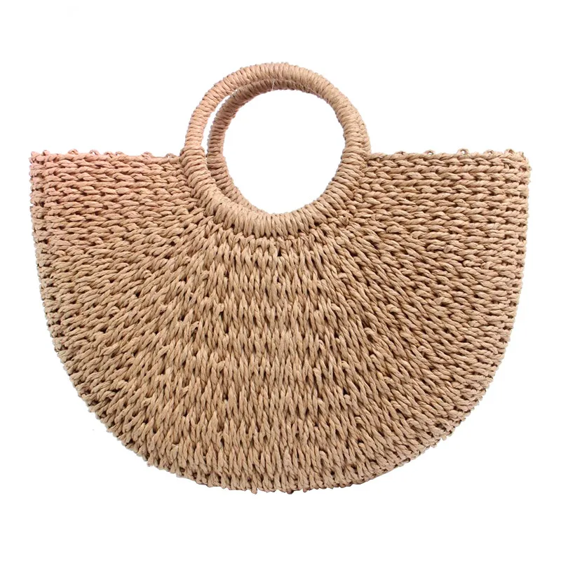 

Yogodlns 2022 New Fashion MOON Straw Handbags Women Summer Beach Bag Rattan Bag Handmade Vintage Woven Handbag For Women