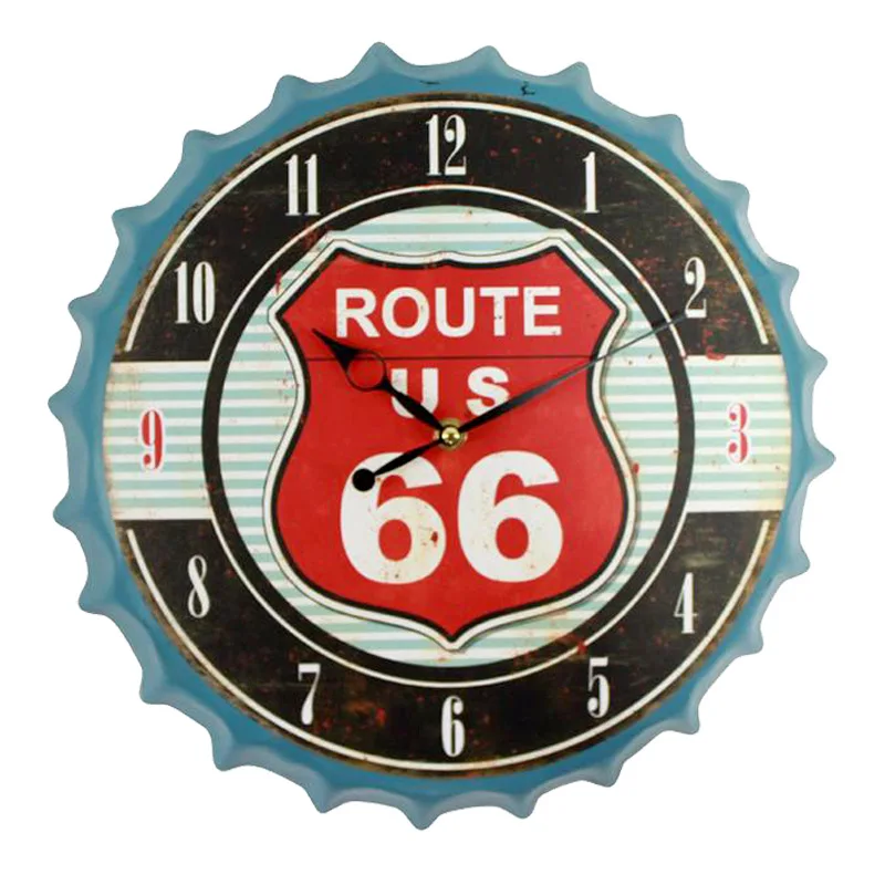 

Retro bottle cap wall clock living room creative clock personality household silent electronic quartz clock