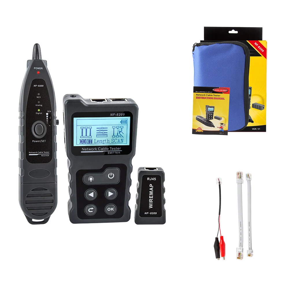

Network Cable Tester NF-8209 Line Meter Wire Tracker PoE Checker Inline Voltage Current Tester with Illuminate Function