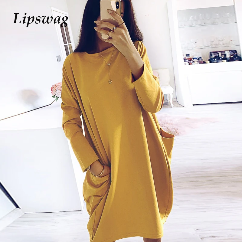 Женские Мешковатые вечерние платья Lipswag однотонные повседневные с длинным