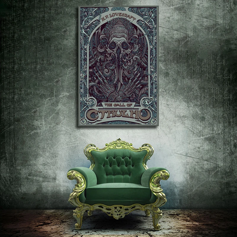 Тканевый плакат Cthulhu цельный Lovecraft художественная роспись на холсте Настенная