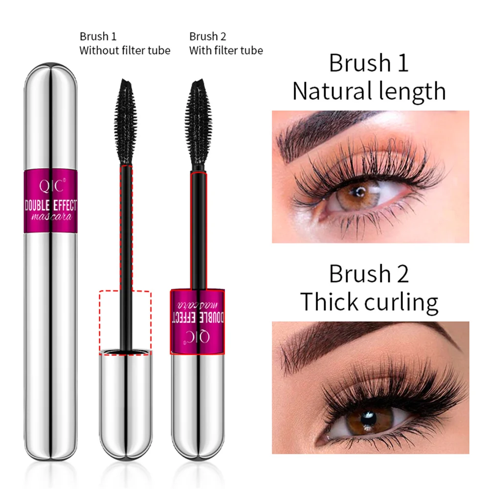 

New Double Head Black Waterproof Mascara 4D Thick Pull Long Curl Eyelashes Liquid Not Easy Dizzy Dye Eye Lashes Quick Waterproof