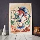 Постер пиратский в стиле ретро, винтажная Картина на холсте с изображением акварели, Инки, тату, осьминога, русалки, для гостиной, домашний декор