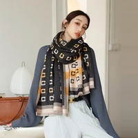 2021 new letter two sided scarves autumn dustproof beach towel popular 190x65cm sunscreen bandanna winter travel cashmere shawls
