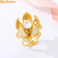 rotate open and close flower rings for women creative adjustable bud ring shiny zircon blooming flowers aesthetic jewelry gifts