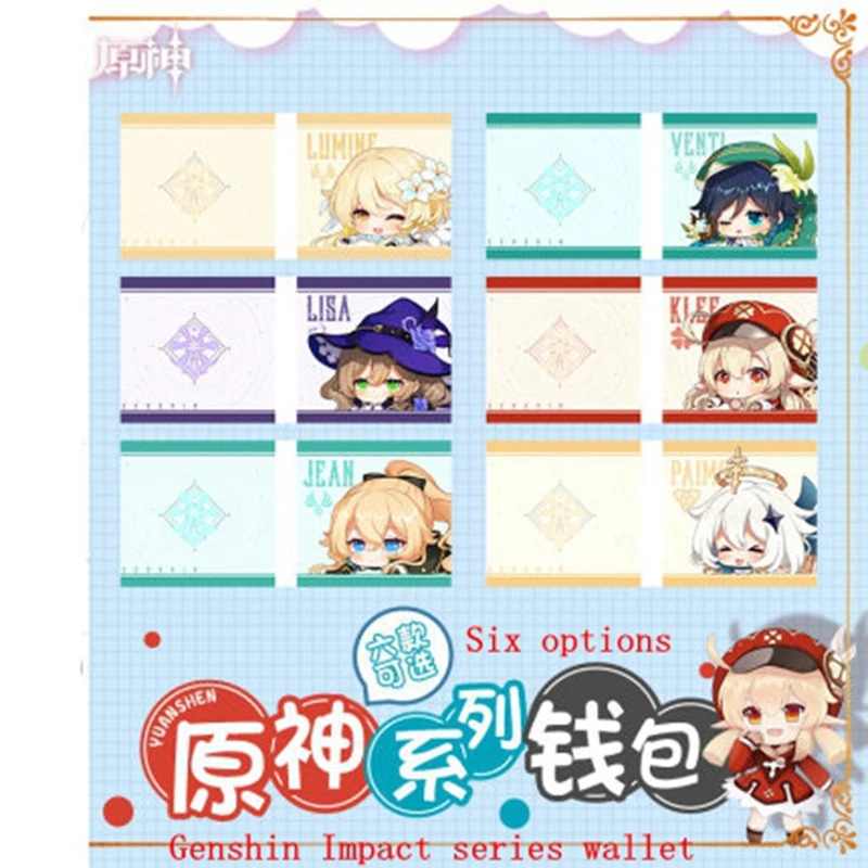 Аниме игра Genshin Impact Series KLEE кошелек периферийный двухмерный Карманный Кошелек с пимоном многослойная модель мужской