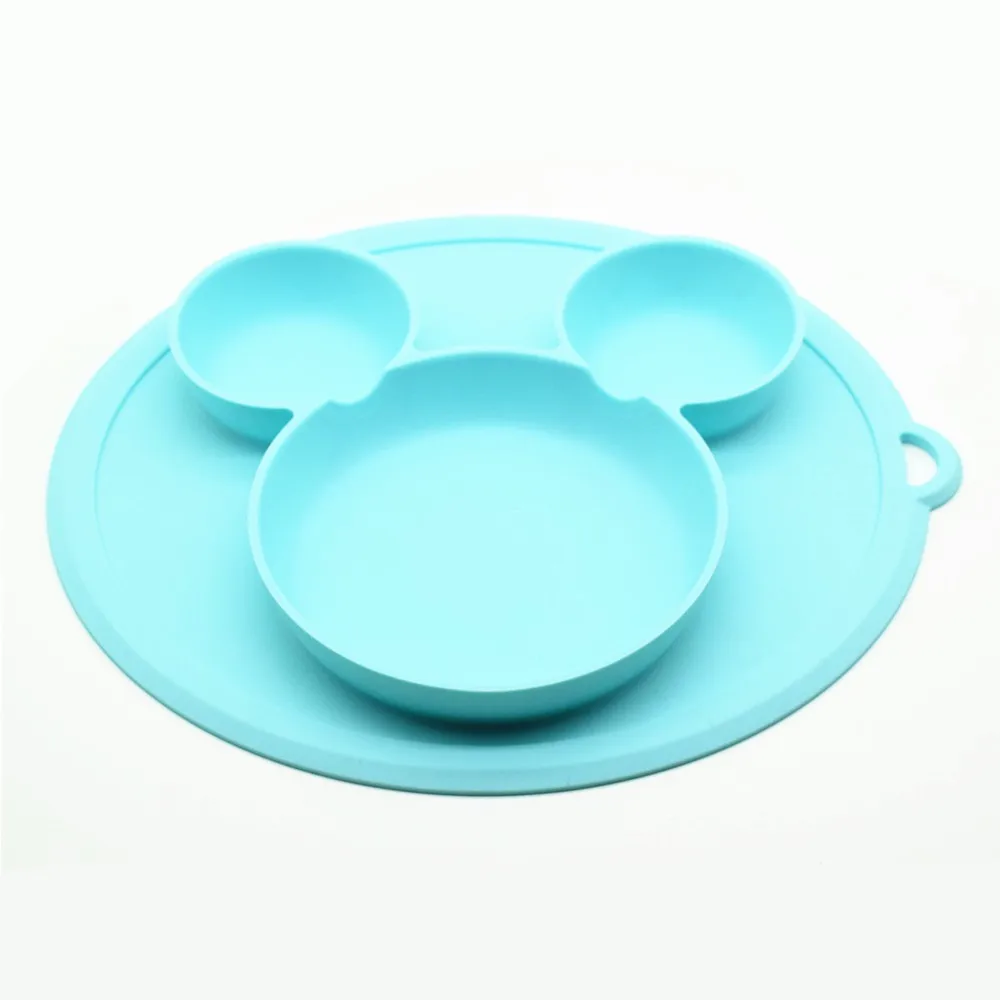 Bowl Blue Детская силиконовая тарелка, Набор чашек с нагрудниками, Детская силиконовая миска на присоске, водонепроницаемые мягкие Слюнявчики, Детские разделители, Детская тарелка - Цвет: Bowl Blue